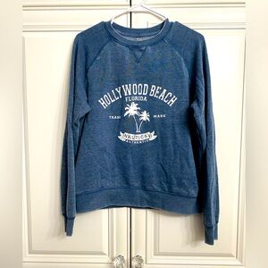 U.S. Apparel Women’s Size Small Blue Sweatshirt with White Hollywood Beach Decal
